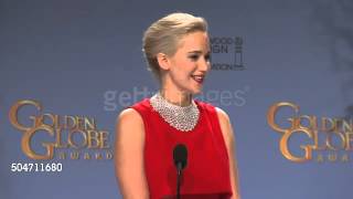 Jennifer Lawrence Hilarious Press room moment  Golden Globes!!