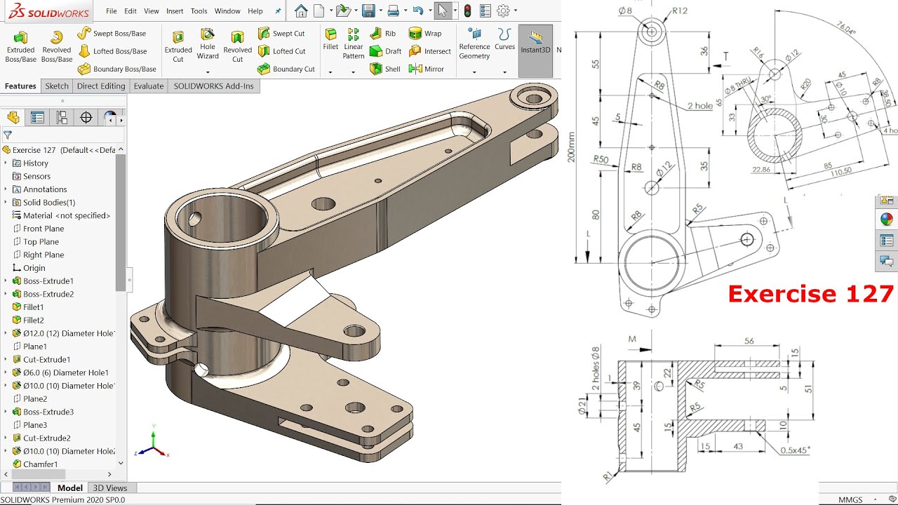 Solidworks Advanced Tutorial Exercise 127 Youtube Solidworks Advanced Tutorial Exercise 127 Youtube