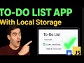 🔥 Build a Mind-Blowing To-Do List App with Local Storage | HTML, CSS & JavaScript for beginners