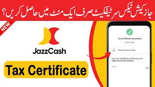 How to Generate Tax Certificate on Jazzcash Account | How to Download JazzCash Tax Certificate