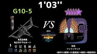 [MHN] 1'03'' G10-5 黑角龍弓 VS 10星 眩鳥 魔物獵人 Now #集中5 #連擊5 #力量解放2 #看破1 #弱點特效1