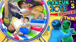 WHEELS ON THE BUS, OUCH!  WORLD'S COOLEST INDOOR PLAYGROUND Cancun Mexico Pt 5 v