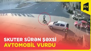 Bakıda işıqforda dayanmayan skuter sürən şəxsi avtomobil vurub