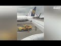 ryanair plane crashes into truck at london airport