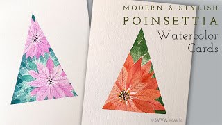 Modern & Stylish Poinsettia - Watercolor Christmas Winter Holiday Card Ideas