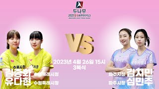 김종화,유다현(수원특례시청) VS 김지민,심민주(파주시청) 2023 두나무 한국프로탁구리그