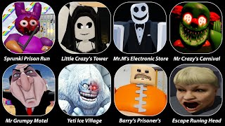 Sprunki Prison Run,Escape:Little Crazy's Tower,Mr.M's Electronic Store,Runing Head,Crazy's Carnival