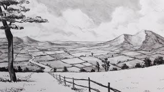 How to Draw a Landscape: Fast Pencil Drawing