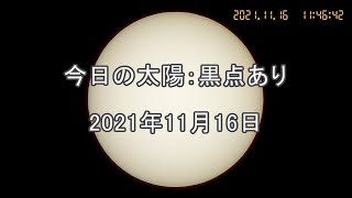 今日の太陽(拡大画像あり)：黒点あり：2021年11月16日