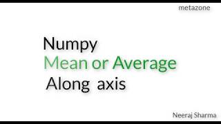 Unit 46 numpy mean or average