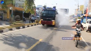 Polres Langkat Bersama Tim Satgas Covid 19  Semprot Puluhan Ton Disinfektan Cegah Virus Corona