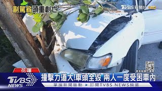 疑心臟病發!女駕駛自撞路樹 9旬友人不治｜TVBS新聞