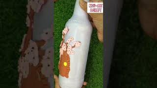 How to make a glass bottle art step by step | clay Tutorial | clay Craft ideas |#art #clay 🍾