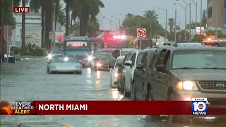Traffic snarled, drivers ignore laws amid flooding in North Miami