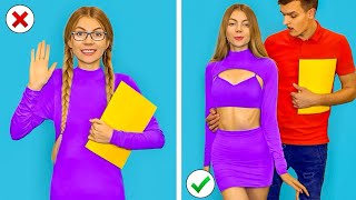 OUTFIT HACKS TO BECOME POPULAR AT SCHOOL! Girls DIY Clothes Transformation Ideas by Mr Degree