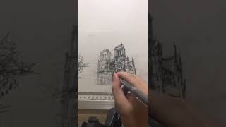 Vẽ Nhà thờ Đức Bà Paris - Notre dame Cathedral Paris (Architecture Drawing Tutorials)