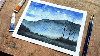 Painting Foggy Misty Mountains in Watercolor