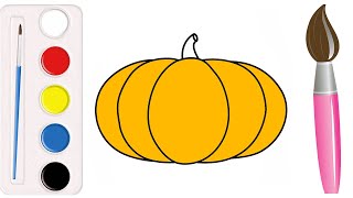 ( Vegetables ) Drawing Pumpkin and Coloring | How To Draw Easy Step By Step