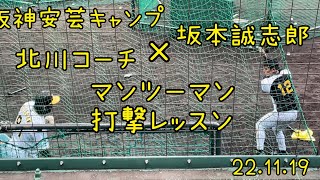 阪神安芸キャンプ　坂本誠志郎  北川コーチのマンツーマン指導　阪神タイガース秋季キャンプ 22.11.19