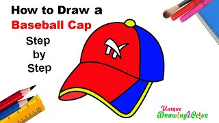 How to Draw a Baseball Cap (Step by Step Drawing Tutorial)