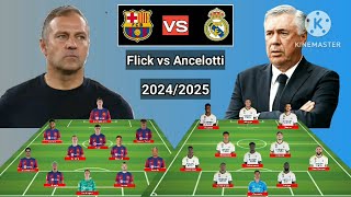 Hansi Flick vs Ancelotti ~ Head To Head Line Up Barcelona vs Real Madrid Season