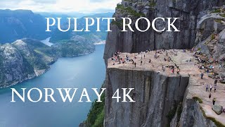 Pulpit rock by drone, Preikestolen, Norway 4k