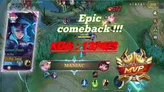 Layla gendong tim di mytik honor🥶🥶 tower tinggal 1 hit. lihat ending nya 😱😱😱...!!