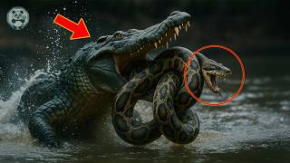 Python Fights Crocodile to Escape Death, What Happens Is Shocking!