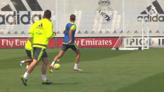 Bale, Benzema and Cristiano train together with the squad