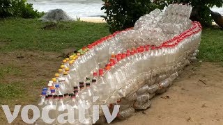 A Fishing Boat Made Of Discarded Plastic Bottles