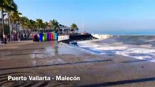 Fuertes olas en  puerto vallarta mexico ultimas horas parese un tsunami de baja categoria 2018 valla