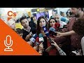 Lorena Roldán e Inés Arrimadas. Declaraciones en aeropuerto de El Prat (Barcelona)