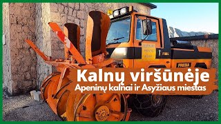 Apeninų viršūnės ir sniegas vasarą. Italija. Kelionė automobiliu.  Skanios kelionės