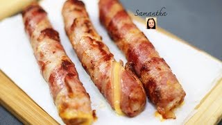 ฮอทดอกไส้ชีสพันเบคอน - Bacon Wrapped Cheese Stuffed Hot Dogs