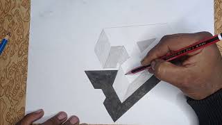 How to draw 3d letter "A" | Anamorphic Illusion | 3d trick arts |3d art on paper, Learn drawing easy