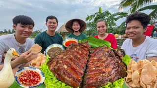 Cùng Anh Chị Hai Làm Sườn Heo Gác Bếp Nướng Chấm Chẩm Chéo Bánh Phồng Tôm Ăn Ngoài Nhà Mới