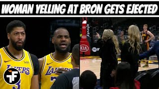 Refs Stop the Game and Eject Two Fans Yelling at LeBron James in Atlanta | Lakers vs Hawks
