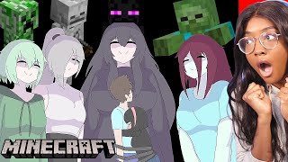 Minecraft Steve with his Monster Girlfriends
