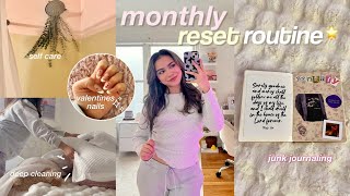 MONTHLY RESET ROUTINE 🤍 setting goals, deep cleaning, self care + journaling