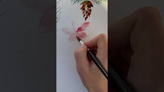 Christmas Card idea - easiest watercolor poinsettia flower 🎄 #short #watercolortips #christmascard