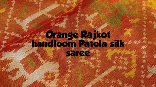 Orange pure handloom patola silk saree II Handloom Rajkot patola II Abhehri saree