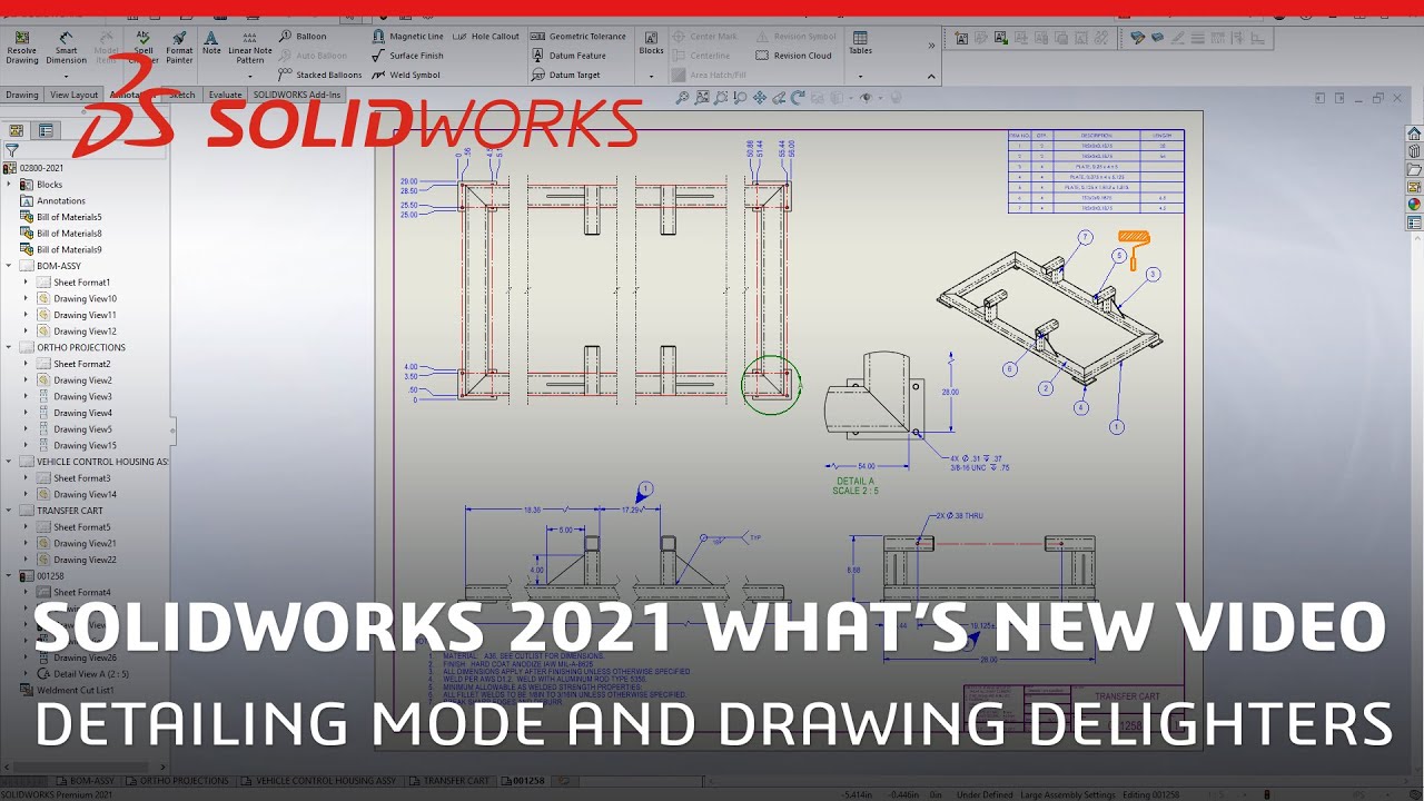 What's New In SOLIDWORKS 2021 - Detailing Mode And Drawing Delighters ...