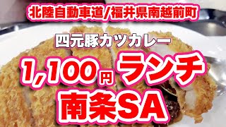 南条SA (下り)/福井県南越前町【ランチ】1,100円の四元豚カツカレーをガッツリ【旅行VLOG】サービスエリア,北陸自動車道,恐竜,恐竜王国,レストラン,フードコート,うどん