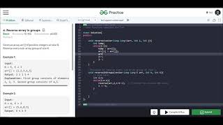 Reverse array in groups - C++ GeeksForGeeks