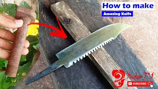 How to make an amazing knife from a steel bolt by village blacksmith