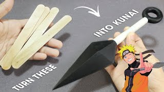 Easiest way on How to make Popsicle Sticks KUNAI Knife without powertools w/ FREE TEMPLATE