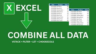 Combine Data from Multiple Sheets in Excel Using VSTACK + FILTER + LET + CHOOSECOLS