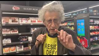 Piers Corbyn \u0026 team visit Aldi's cashless 'Shop \u0026 Go' store in Greenwich - KEEP CASH, KEEP FREEDOM!