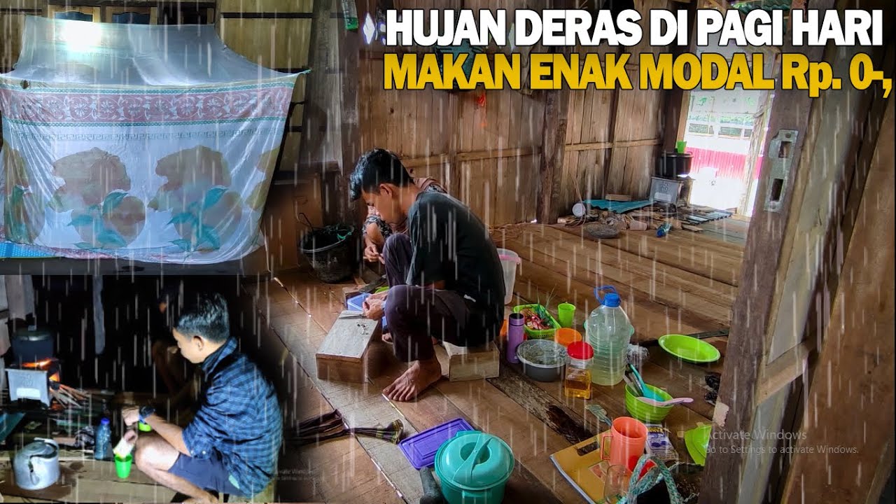 RUMAH PONDOK SUASANA DI GUYUR HUJAN DERAS SAAT PAGI SORE | TIDUR PULAS ...