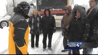 Sheldon Ingram chats with stranded motorists on the PA Turnpike